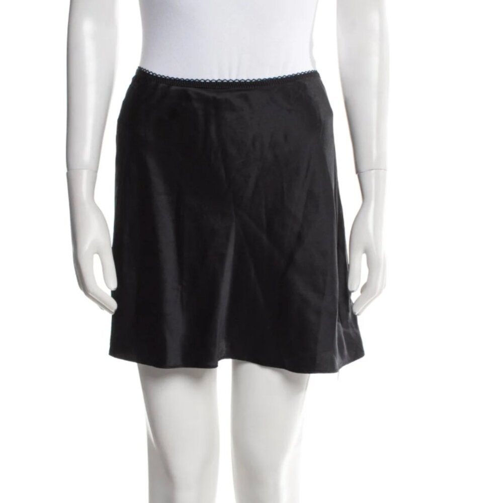 New Doen Giulietta Silky Black Slip Mini Skirt $220 Medium